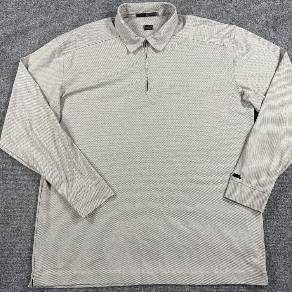 Nike Tiger Woods Polo Mens Large Gray 1/4 Zip Long Sleeve Golf Pullover